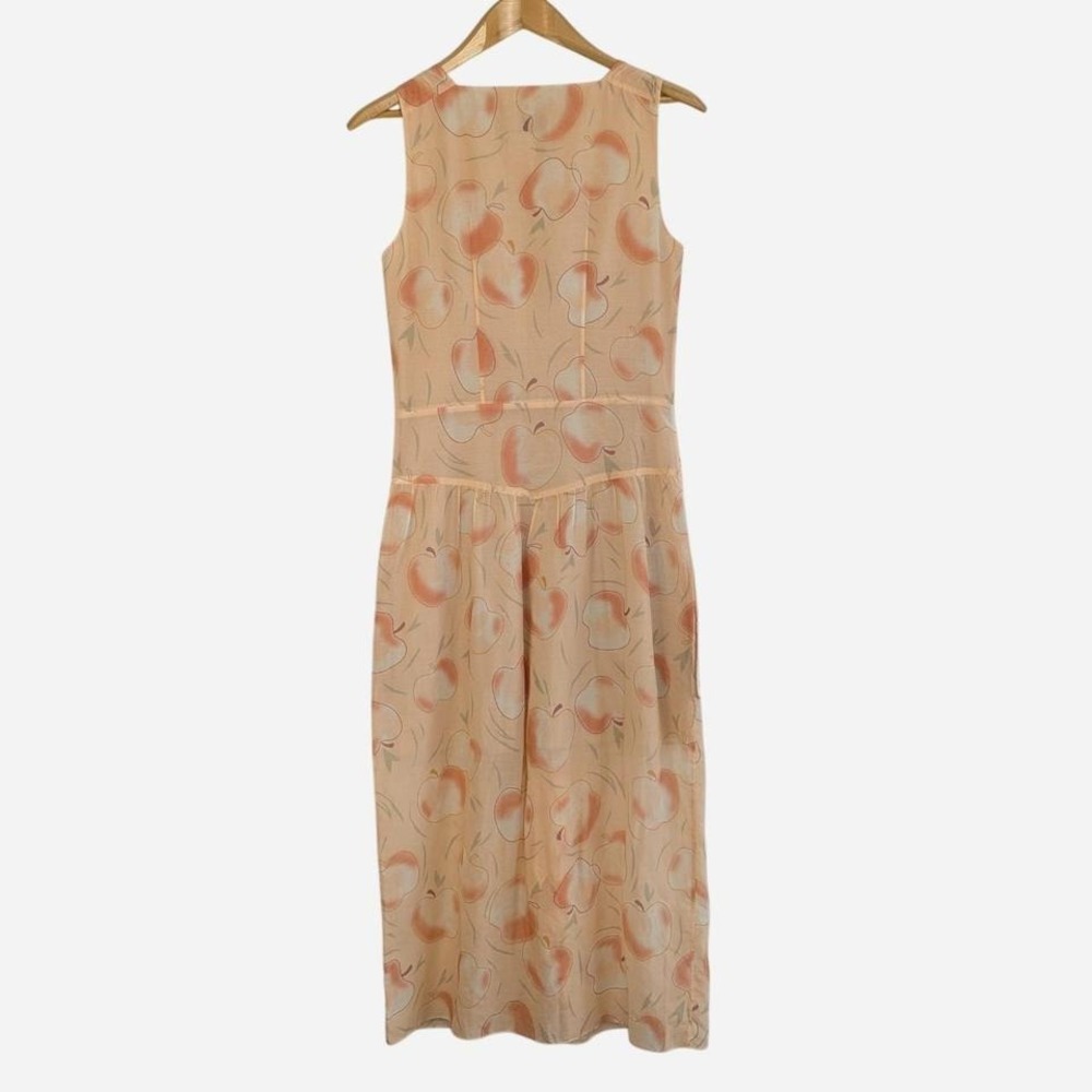 Coach Apple Print V-Neck Cargo Pocket Midi Dress Blush Peach Size 0 - Picture 5 of 11